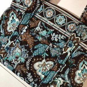 Vera Bradley Blue and Brown 7-Pocket Bag